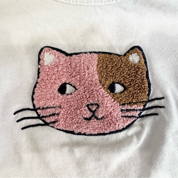 Seed Heritage Cotton Tee Shirt with Raised Cat Image - Size 0 / 6-12 months - Picture 2 of 4